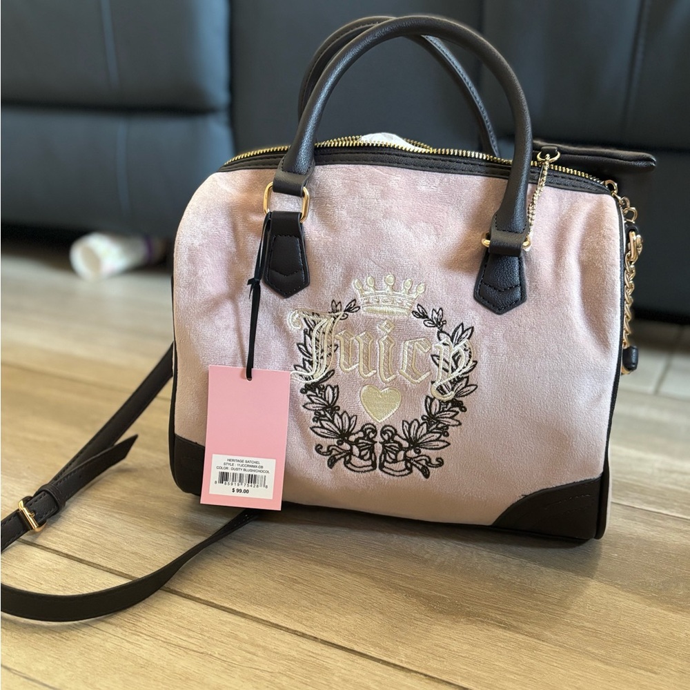 Juicy couture heritage satchel in pink and brown